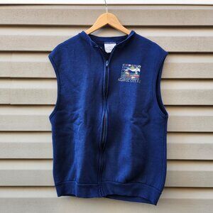 Vintage 90's Atlantic City Vest Medallion Made in USA Mens Blue